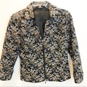 SAMUEL DONG 3/4 Cuff Sleeve Cut Out Zip Jacket